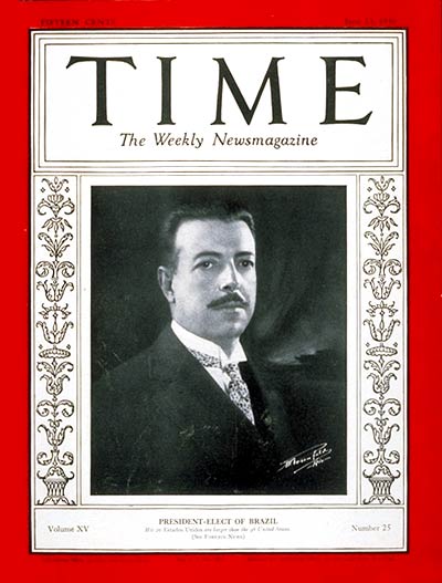 TIME Magazine Cover: Julio Prestes -- June 23, 1930