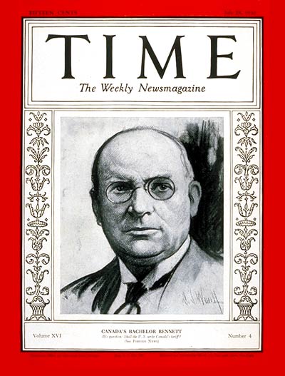 TIME Magazine Cover: Richard B. Bennett -- July 28, 1930