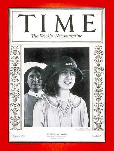 TIME Magazine Cover: Duchess of York -- Aug. 11, 1930