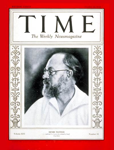 TIME Magazine Cover: Henri Matisse -- Oct. 20, 1930
