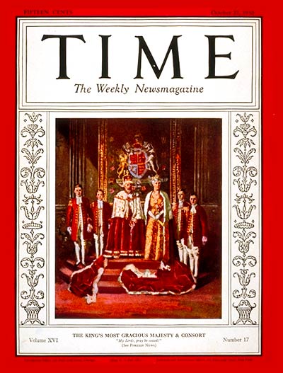 TIME Magazine Cover: King George V & Queen Mary -- Oct. 27, 1930