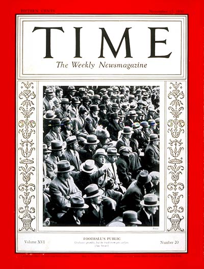 TIME Magazine Cover: Football's Public -- Nov. 17, 1930