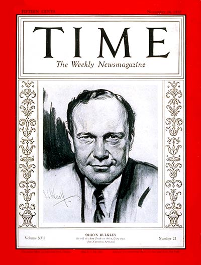 TIME Magazine Cover: Senator Robert Bulkley -- Nov. 24, 1930