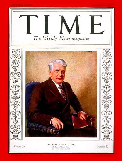 TIME Magazine Cover: James J. Davis -- Dec. 1, 1930