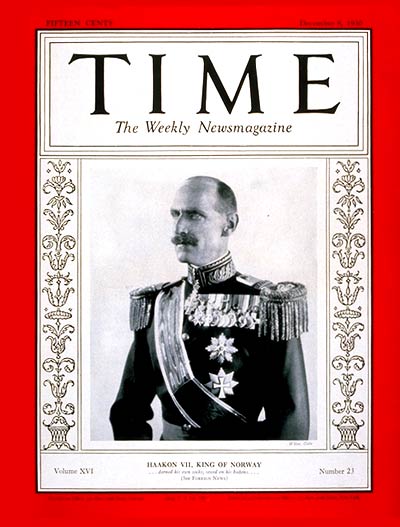 TIME Magazine Cover: King Haakon VII -- Dec. 8, 1930