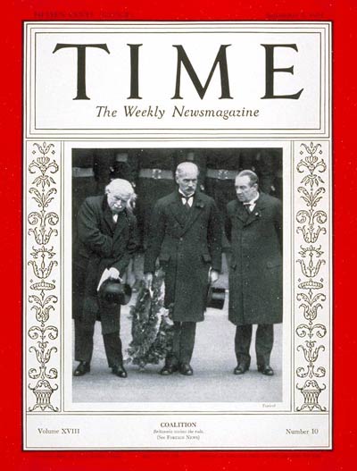 TIME Magazine Cover: MacDonald, Baldwin & George -- Sep. 7, 1931