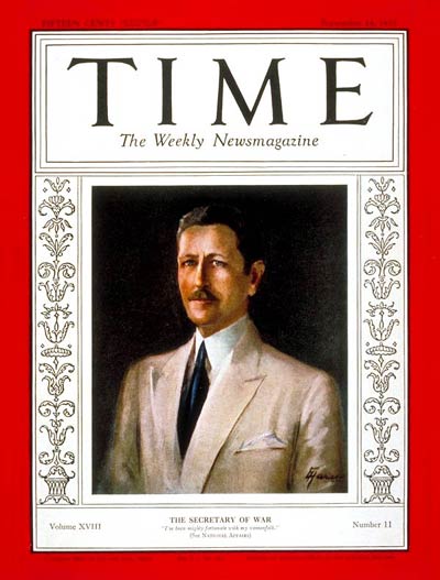 TIME Magazine Cover: Patrick Jay Hurley -- Sep. 14, 1931