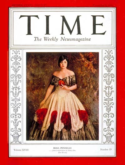TIME Magazine Cover: Rosa Ponselle - Nov. 9, 1931 - Opera - Singers - Music