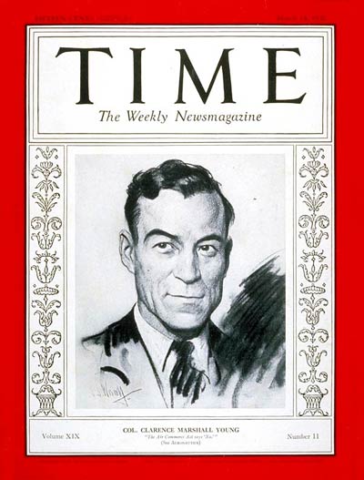TIME Magazine Cover: Colonel Clarence Young -- Mar. 14, 1932