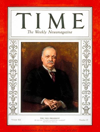 TIME Magazine Cover: Charles Curtis -- Dec. 5, 1932