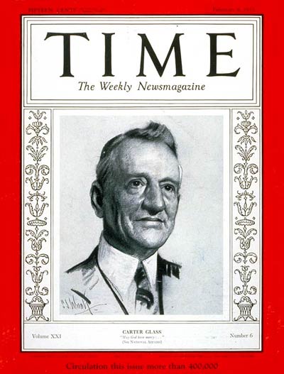 TIME Magazine Cover: Senator Carter Glass -- Feb. 6, 1933