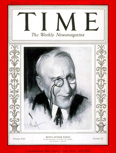 TIME Magazine Cover: Rufus C. Dawes -- May 22, 1933