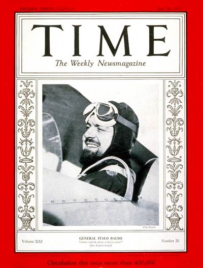 TIME Magazine Cover: General Italo Balbo -- June 26, 1933