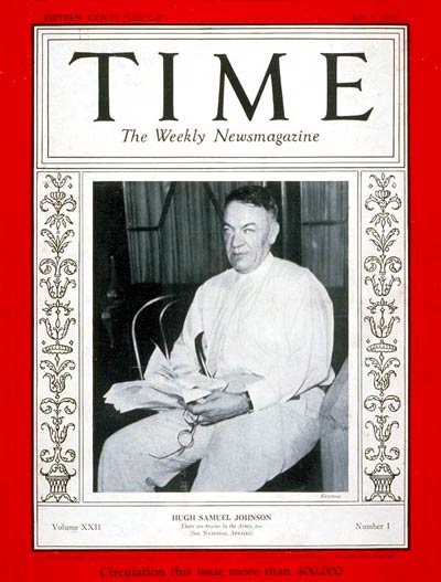 TIME Magazine Cover: General Hugh S. Johnson -- July 3, 1933