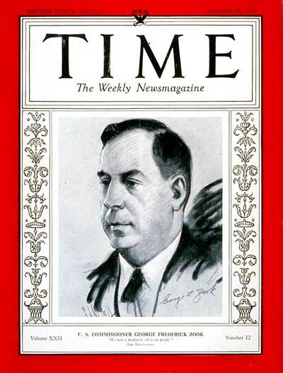 TIME Magazine Cover: George F. Zook -- Sep. 18, 1933