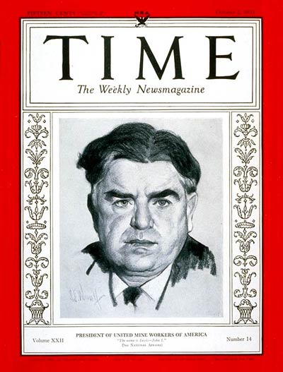 TIME Magazine Cover: John L. Lewis -- Oct. 2, 1933
