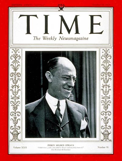 TIME Magazine Cover: Percy S. Straus -- Oct. 16, 1933