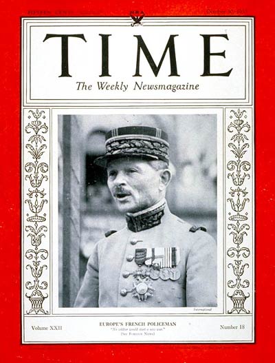 TIME Magazine Cover: General Maxim Weygand -- Oct. 30, 1933