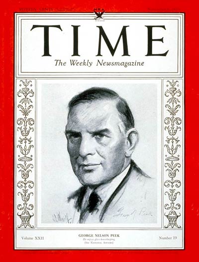 TIME Magazine Cover: George N. Peek -- Nov. 6, 1933