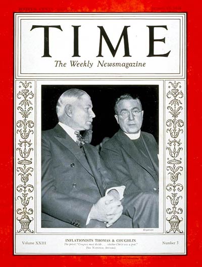 TIME Magazine Cover: Senator Elmer Thomas & Father Coughlin -- Jan. 15, 1934