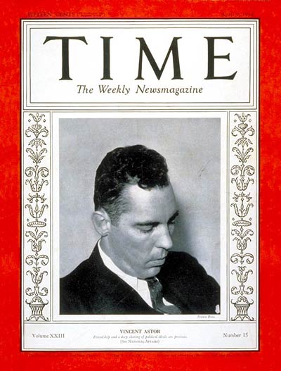 TIME Magazine Cover: Vincent Astor -- Apr. 9, 1934