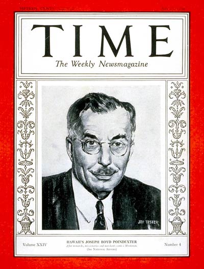 TIME Magazine Cover: Joseph B. Poindexter -- July 23, 1934