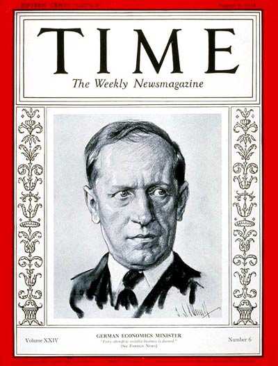 TIME Magazine Cover: Dr. Kurt Schmitt -- Aug. 6, 1934
