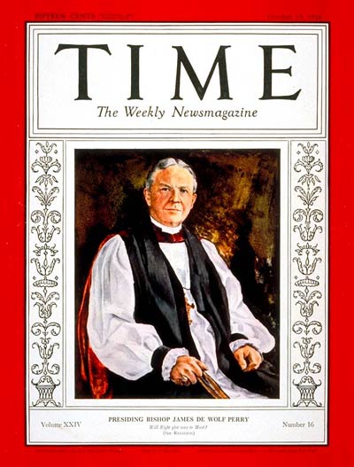 TIME Magazine Cover: Rt. Reverend James Perry -- Oct. 15, 1934