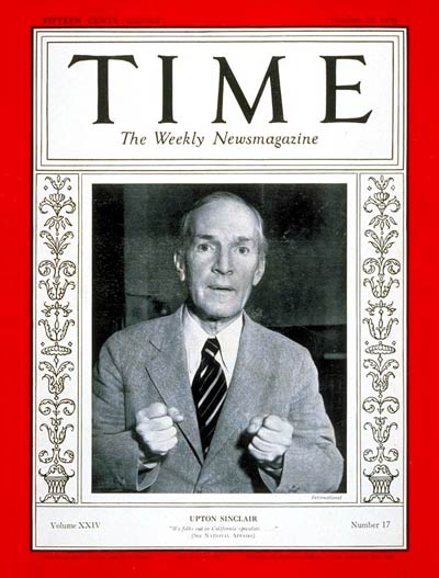 TIME Magazine Cover: Upton Sinclair -- Oct. 22, 1934