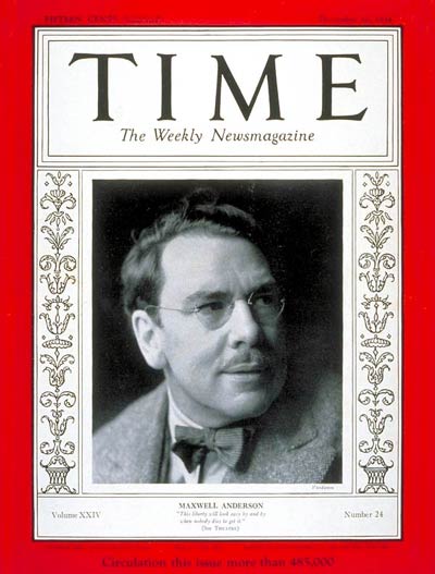 TIME Magazine Cover: Maxwell Anderson -- Dec. 10, 1934