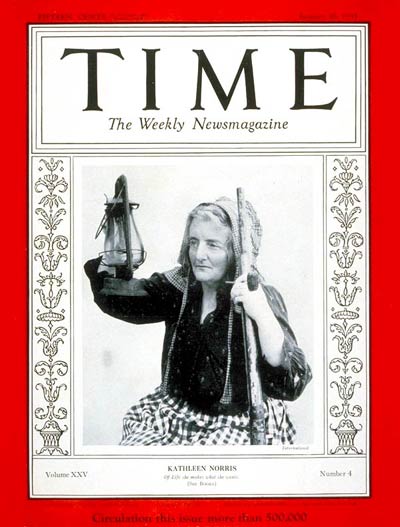 TIME Magazine Cover: Kathleen Norris -- Jan. 28, 1935