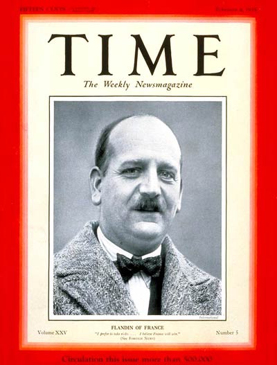TIME Magazine Cover: Pierre E. Flandin -- Feb. 4, 1935
