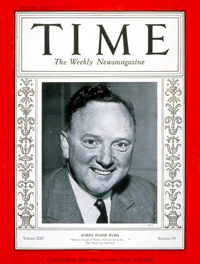 TIME Magazine Cover: Senator Harry F. Byrd -- May 13, 1935