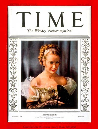 Miriam Hopkins in the title role  of the first Technicolor film 'Becky Sharp' adapted from Thackeray's novel Vanity Fair