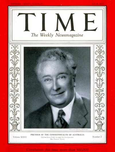 TIME Magazine Cover: Joseph A. Lyons -- July 8, 1935