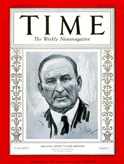 TIME Magazine Cover: Joseph T. Robinson -- July 15, 1935