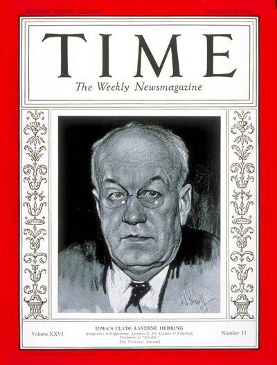 TIME Magazine Cover: Governor Clyde L. Herring -- Sep. 9, 1935