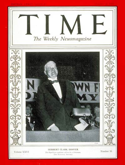 TIME Magazine Cover: Herbert C. Hoover -- Oct. 14, 1935