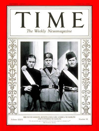 TIME Magazine Cover: Bruno, Benito & Vittorio Mussolini -- Oct. 28, 1935