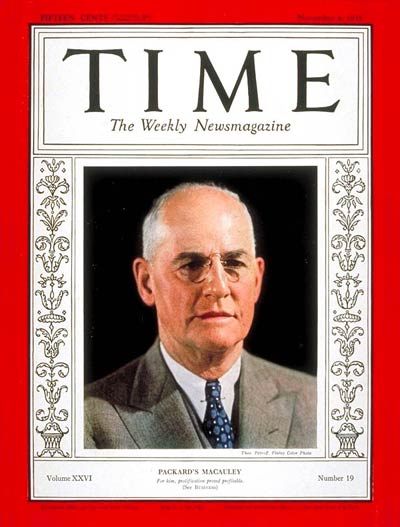 TIME Magazine Cover: James A. Macauley -- Nov. 4, 1935