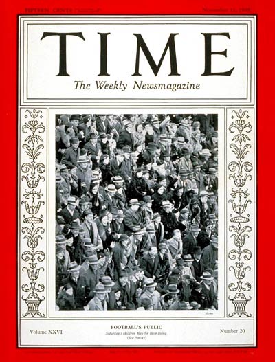 TIME Magazine Cover: Football Spectators -- Nov. 11, 1935