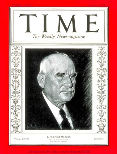 TIME Magazine Cover: J. Pierpont Morgan -- Jan. 20, 1936