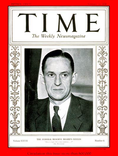 TIME Magazine Cover: Marriner S. Eccles -- Feb. 10, 1936