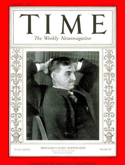 TIME Magazine Cover: Mayor Daniel W. Hoan -- Apr. 6, 1936