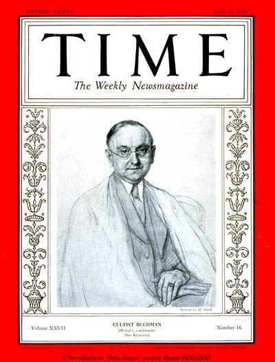 TIME Magazine Cover: Frank N.D. Buchman -- Apr. 20, 1936