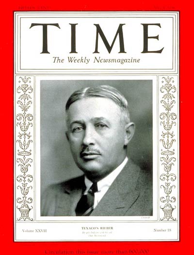 TIME Magazine Cover: Torkild Rieber -- May 4, 1936