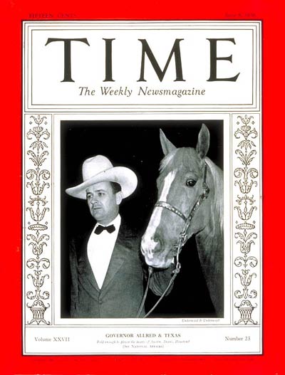 TIME Magazine Cover: Governor James V Allred -- June 8, 1936