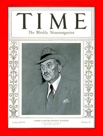TIME Magazine Cover: Edward F. McGrady -- Nov. 23, 1936