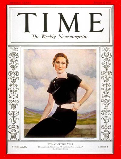 TIME Magazine Cover: Wallis Warfield Simpson, Woman of the Year -- Jan. 4, 1937