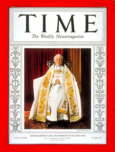 TIME Magazine Cover: Cosmo G. Lang -- May 24, 1937